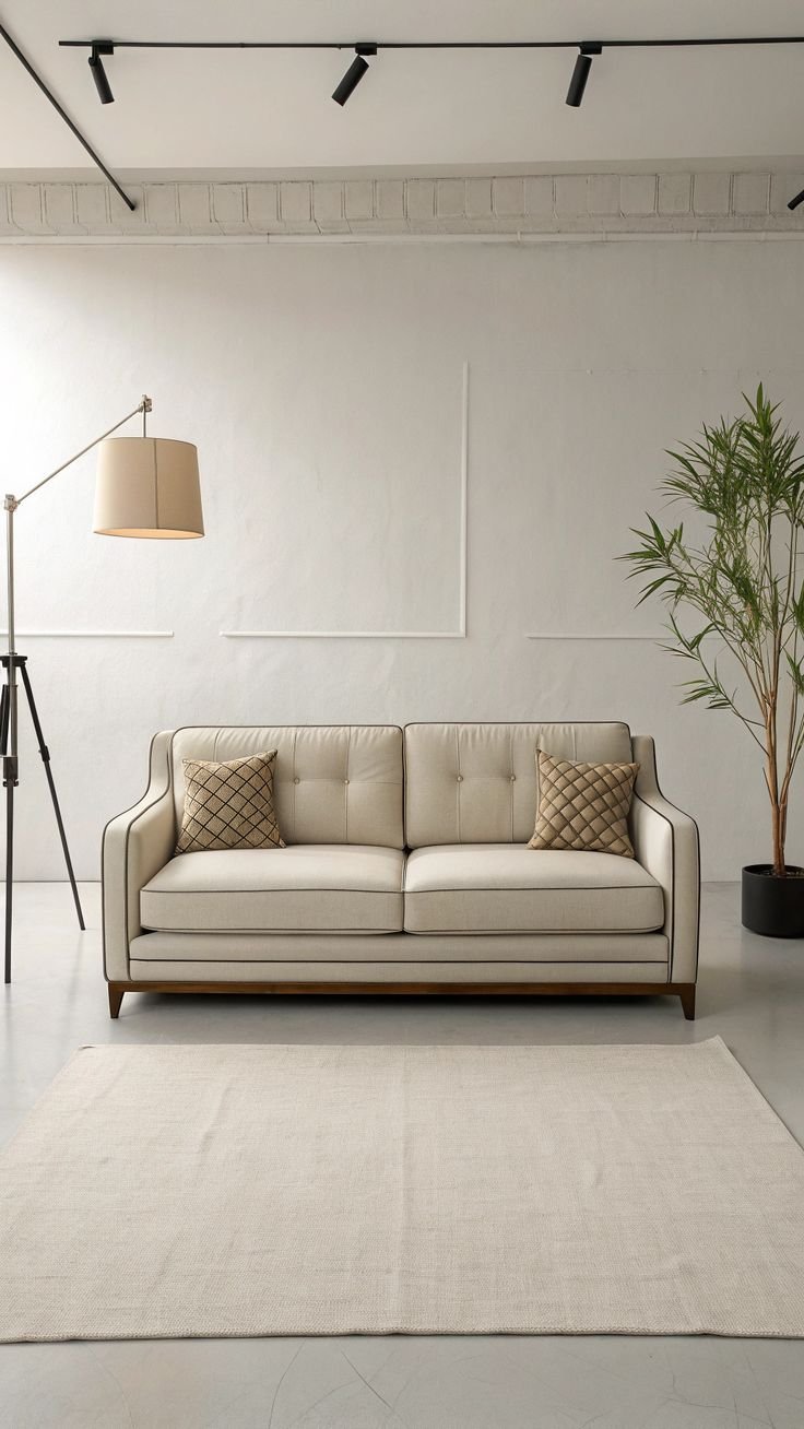 Slope arm white 2 seater sofa